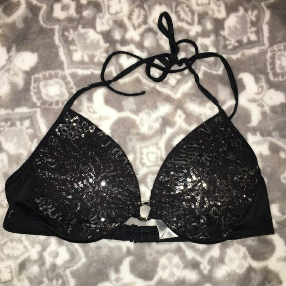 Pink sequin bikini top